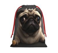 Gift Bags With Drawstring Cute Pretty Pug Dog Print Gift Sack Reusable Party Favor Gift Bags For Festive
