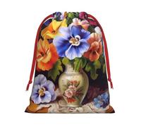 Gift Bags With Drawstring Flower Diamond Painting Print Gift Sack Reusable Party Favor Gift Bags For Festive