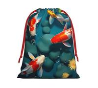 Gift Bags With Drawstring Japanese Pretty Fish Print Gift Sack Reusable Party Favor Gift Bags For Festive