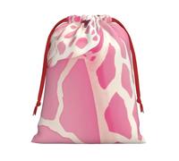 Gift Bags With Drawstring Pink Giraffe Texture Print Gift Sack Reusable Party Favor Gift Bags For Festive