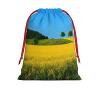 Gift Bags With Drawstring Rape Flower Field Print Gift Sack Reusable Party Favor Gift Bags For Festive