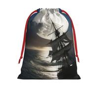 Gift Bags With Drawstring Sailing Ship In Storm Print Gift Sack Reusable Party Favor Gift Bags For Festive
