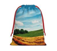 Gift Bags With Drawstring Wheat Field Print Gift Sack Reusable Party Favor Gift Bags For Festive