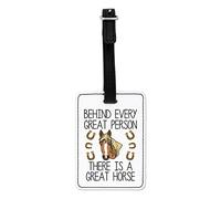 Gift Base Behind Every Great Person There is A Great Horse Visual Luggage Tag with Black Strap