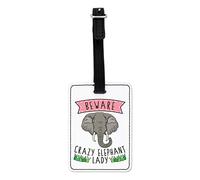 Gift Base Beware Crazy Elephant Lady Visual Luggage Tag with Black Strap