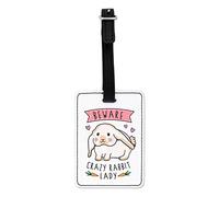 Gift Base Beware Crazy Rabbit Lady Visual Luggage Tag with Black Strap