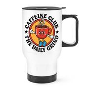 Gift Base Caffeine Club The Daily Grind Travel Mug Cup with Handle