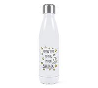 Gift Base I Love You To The Moon And Back Double Wall Water Bottle Insulated Stainless Steel Sports Drinks 500ml White