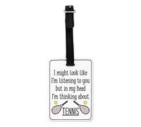 Gift Base I Might Look Like I'm Listening to You Tennis Visual Luggage Tag with Black Strap