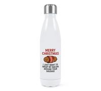 Gift Base Merry Christmas I Just Want to Wrap My Bacon Around Your Sausage Double Wall Water Bottle