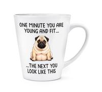 Gift Base One Minute You are Young and Fit The Next You Look Like This Pug 12oz Latte Mug Cup