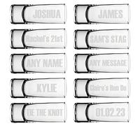 Gift Base Personalised Name Shot Shooter Glass Tall Double 60ml Any Name Multi Pack 5, 10, 20, 30, 40, 50, 100 Glasses Stag Hen Do Wedding Favour Birthday Tequila Rum Gin Whisky