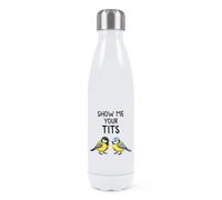Gift Base Show Me Your Tits Blue Tits Double Wall Water Bottle
