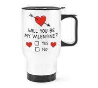 Gift Base Will You Be My Valentine YES/NO Travel Mug Cup with Handle