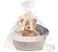 Gift Basket Empty to Fill, 1 Pc Empty Hamper Basket Cotton Rope Basket with Bags & Pull Bows, Woven Hamper Gift Basket for Baby Shower Birthday Wedding Christmas Toy Gift Filling, 30×20×13 cm, Brown