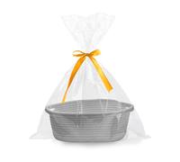 Gift Basket Empty, Woven Cotton Rope Basket with Gift Bags and Ribbons, Hamper Baskets for Gifts Empty With Handles, Cat Dog Toy Storage Basket for Baby Shower, Birthday,Wedding,Christmas (grey)