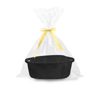 Gift Basket Empty, Woven Cotton Rope Basket with Gift Bags and Ribbons, Hamper Baskets for Gifts Empty With Handles, Cat Dog Toy Storage Basket for Baby Shower, Birthday,Wedding,Christmas (black)