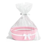 Gift Basket Empty, Woven Cotton Rope Basket with Gift Bags and Ribbons, Hamper Baskets for Gifts Empty With Handles, Cat Dog Toy Storage Basket for Baby Shower, Birthday,Wedding,Christmas (pink)