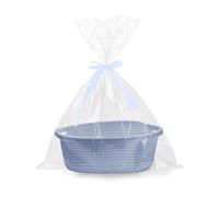Gift Basket Empty, Woven Cotton Rope Basket with Gift Bags and Ribbons, Hamper Baskets for Gifts With Handles, Cat Dog Toy Storage Basket for Baby Shower, Birthday,Wedding,Christmas (blue)