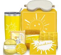 Gift Basket for Women,Yellow Sunshine Cheer Up Box, 9pc Thoughtful Birthday or Get Well Gifts for Her, Sister, Friend