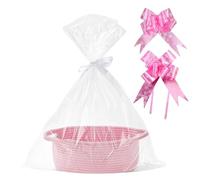 Gift Basket Hamper Kit, Gift Basket Empty with Pull Bows for Wedding Birthday Storage Easter(31 x 21 x 13 CM)