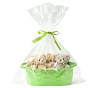 Gift Basket Hamper Kit, Gift Baskets Empty, Hamper Baskets for Gifts Empty with Cellophane Bags and Ribbon, Woven Gift Baskets for Baby Shower, Birthday, Christmas, 30 x 20 x 12cm (Green)