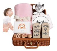 Gift Basket - Set, Rattle Blanket, Gift Set for Girls, Holiday, Birthday, Shower Hospital, Welcome, Keepsake Kl