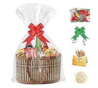 Gift Baskets Empty with Glass Bags, Hamper Box for Gifts, Woven Bamboo