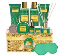 Gift Baskets for Women, Spa Gifts for Women, 13-Piece Eucalyptus Home Spa Kit with Body Salt, Bubble Bath, Relaxing Bath Games for Women, Gifts