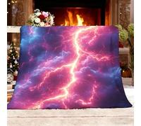 Gift Blanket Double 150x200cm Dreamy Clouds Lightning Pattern Fluffy Flannel Soft Warm Cozy Blanket Fleece Pinkish-Purple Bedding Blankets for Bed Couch Sofa Armchairs Bedroom