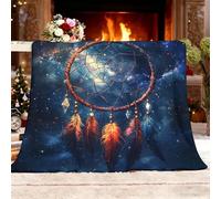 Gift Blanket Small Single 100x130cm Dream Dreamcatcher Feather Fluffy Flannel Soft Warm Cozy Blanket Fleece Dark Blue Bedding Blankets for Bed Couch Sofa Armchairs Bedroom