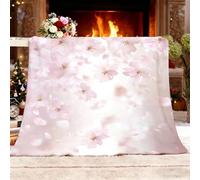 Gift Blanket Small Single 100x130cm Romance Cherry Blossoms Petals Fluffy Flannel Soft Warm Cozy Blanket Fleece Pink Bedding Blankets for Bed Couch Sofa Armchairs Bedroom