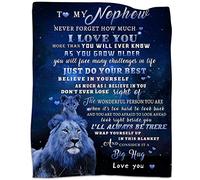 Gift Blanket to My Nephew from Uncle, Blue Lion for My Nephew, or Auntie, Birthday Gift for Bed or Sofa, 80 x 60 inches (203.2 x 152.4 cm)