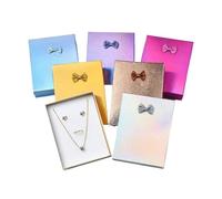 Gift Box 4pcs Bowknot Jewelry Cardboard Box Random Mixed Color Square Rectangle Gift Box For Necklaces Earrings Rings DIY Packaging(PURPLE,24pcs)