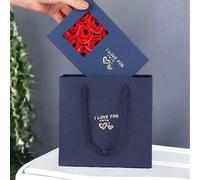 Gift Box and Bag for Rings and Necklaces - 9 Immortal Roses for Valentine's Day, Love Celebrations and Timeless Presents - Elegant Roses Box and Bag (Jewellery is not included)