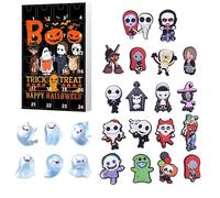 Gift box containing Halloween Countdown Charm Set with Mini Ghost & Character Pendants,creative and interesting 24-piece gift box, collectible small pendant gift (Style I)