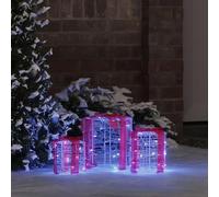 Gift Box Decoration 3 Pieces Blue 20 x 20 x 21 cm Acrylic Christmas Decoration Tree Decoration Ornament Pendant for Living Room Window Advent Holiday