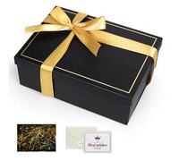 Gift Box, Luxury Gift Boxes with Lids Ribbon Greeting Card Shredded Paper, Gift Packaging Box for Wedding Present Birthdays Holidays Anniversaries Gift (25 * 18.2 * 8.5cm, Black)
