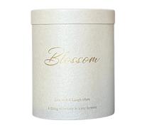 Gift Box Modern Round Floral Arrangement Container with Pearlized Finish and Simple Lettering Flower Arrangement Container