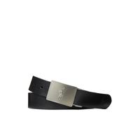Gift Box of Leather Reversible Belt with 2 Buckles Black