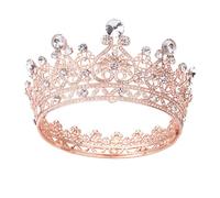 [Gift Box Packed] Rose Gold Tiara for Women Bridal Crown for Wedding Royal Princess Queen Crown Girls Round Crystal Tiaras Baroque Hair Accessories for Birthday Prom Halloween Costume Cake Topper