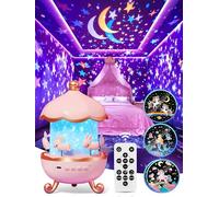【Gift box】Sensory Toys for Babies Baby Girl Gift,15 Films+10 White Noise Baby Night Light Kids Night Light Projector,1200mAh+Remote Princess Christening Gifts for Girls Toys for 3 Year old Girls