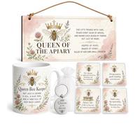 Gift Box Set Queen Bee Beekeeper Gift Apiary Design Mug Plaque Keyring