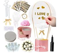 Gift Box Surprise for Women with High-Grade Greeting Balloon, Double Layers Rotating Drawer, Mock Flowers. 33Pcs Perfect Present Kit for Mother’s Day, Birthday, Anniversary, Valentines and Parties