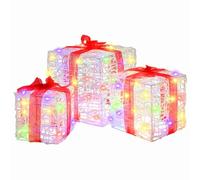 Gift Box with 60 LEDs Multicoloured Acrylic 20 x 20 x 20 cm Pack of 3 Christmas Decoration for Living Room Window Christmas Tree Advent Decorating with Festive Tree Decorations and Ornaments