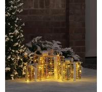 Gift Box with 60 LEDs Warm White, Pack of 3 PET Decoration 20 x 20 x 20 cm, Christmas Decoration for Living Room, Window, Advent, Stylish Tree Pendant and Festive Atmosphere