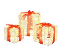 vidaXL Gift Box with 60 LEDs 3 pcs Cold white 20 x 20 x 20 cm Acrylic, White