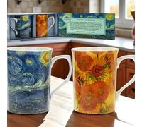 Gift Boxed Fine China Set Of 2 Mugs Van Gogh Tea Coffee Drink LP92364