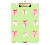 Gift Boxes Pattern Plastic clipboard for Girls Waterproof for Nursing Student Trade Quest Size 9 x