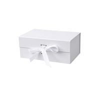 Gift boxes with lids, 22 * 16.5 * 8.5cm, luxury magnetic design with ribbon, filling material, and greeting cards, perfect for wedding, birthday, and christmas (White)